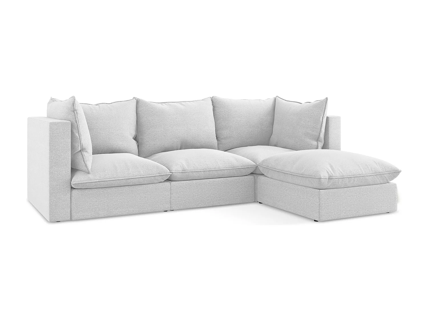 3-Sitzer Modulares Ecksofa - Ecke Rechts - Bouclé - Silber - MANAO