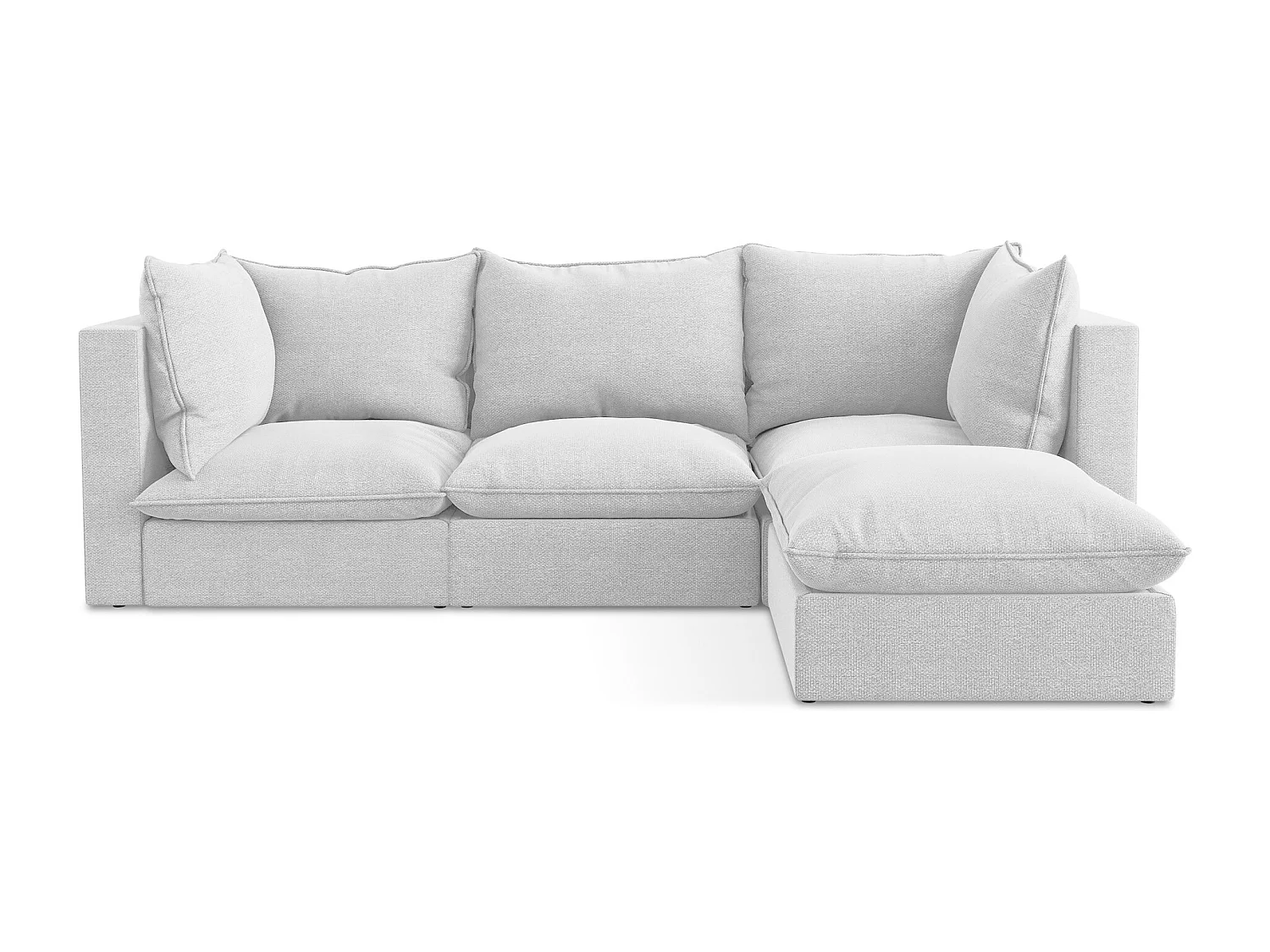 3-Sitzer Modulares Ecksofa - Ecke Rechts - Bouclé - Silber - MANAO