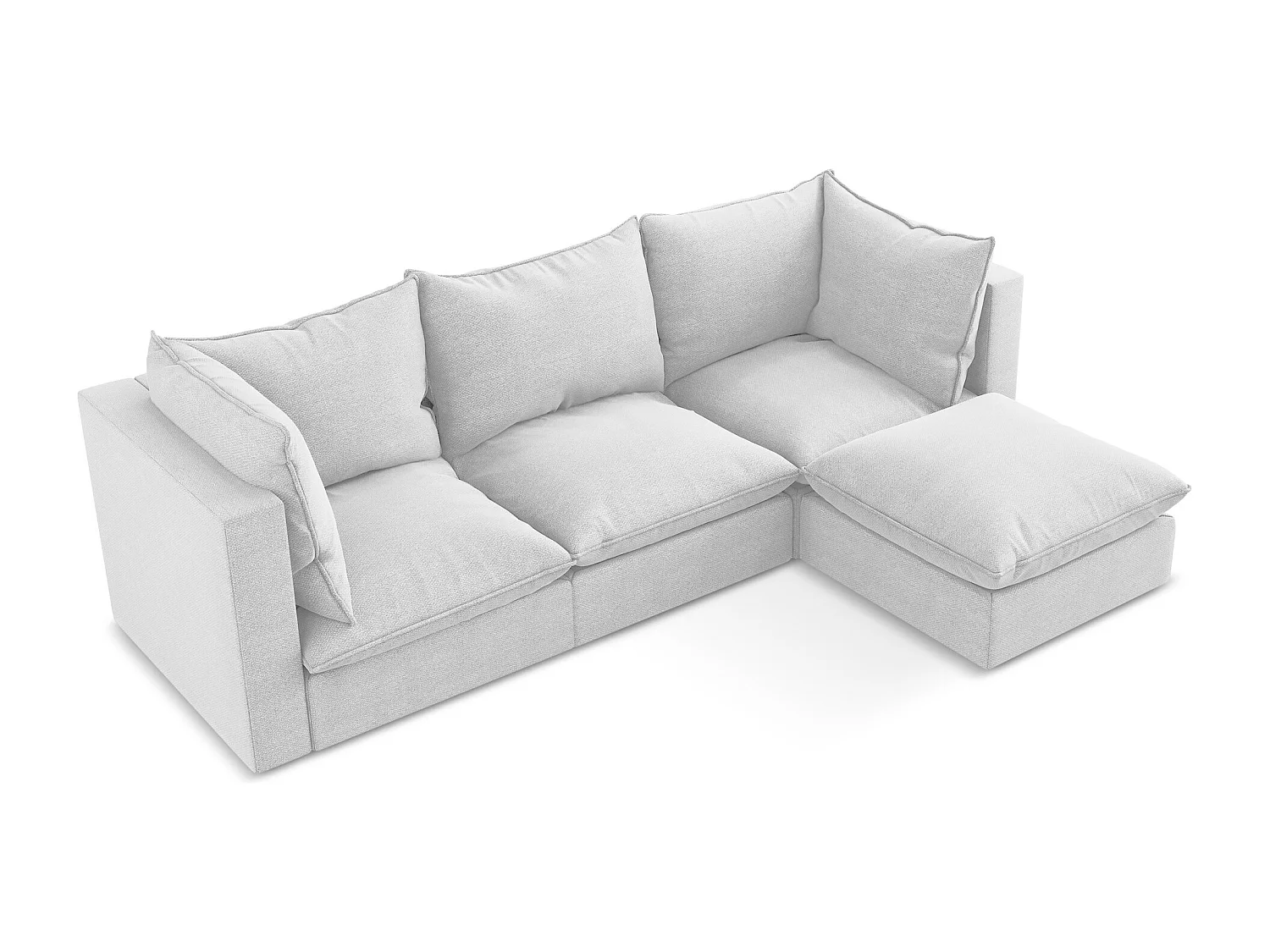3-Sitzer Modulares Ecksofa - Ecke Rechts - Bouclé - Silber - MANAO