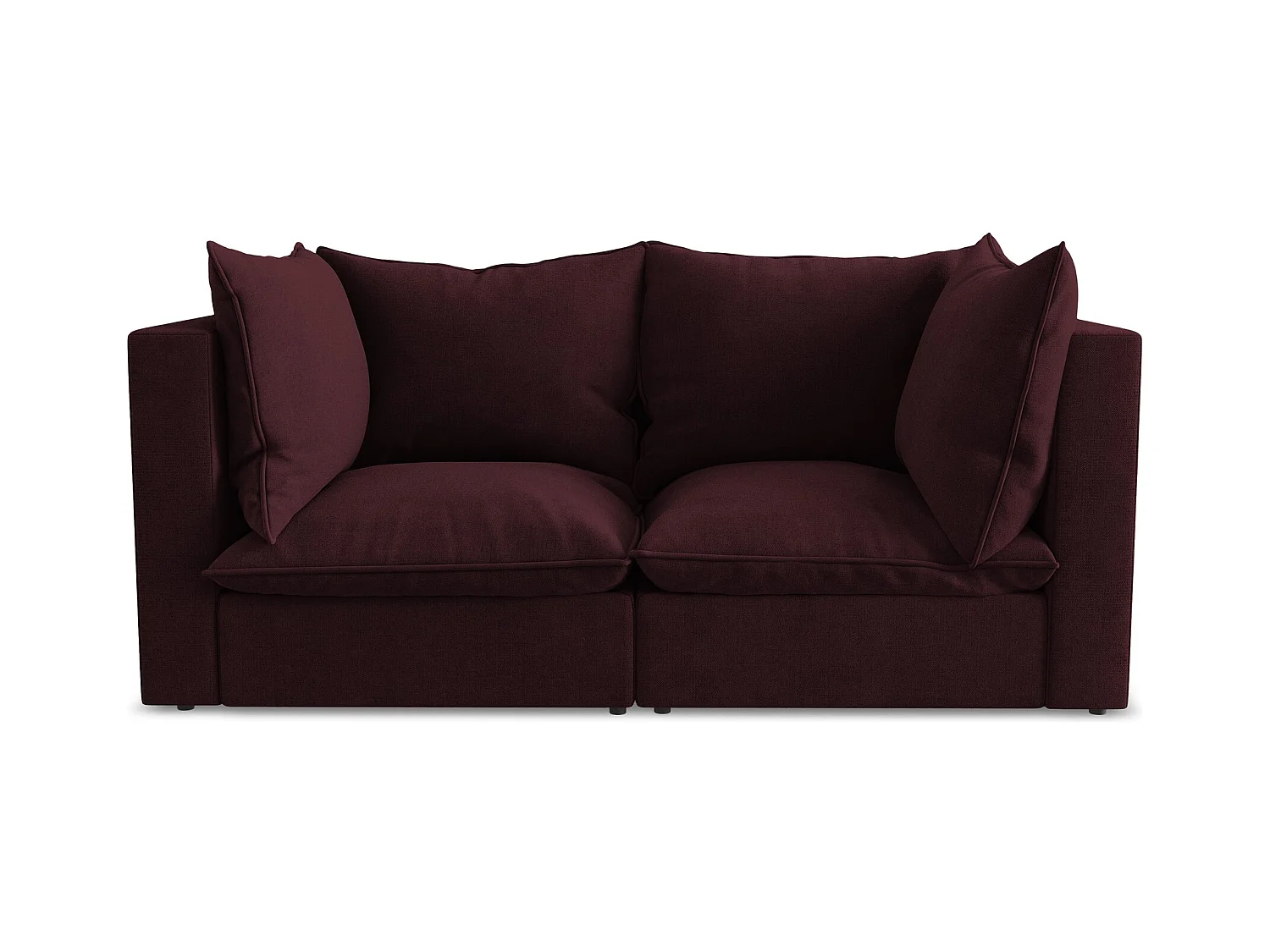 Canapé modulable 2 places en tissu texturé - bordeaux - MANAO