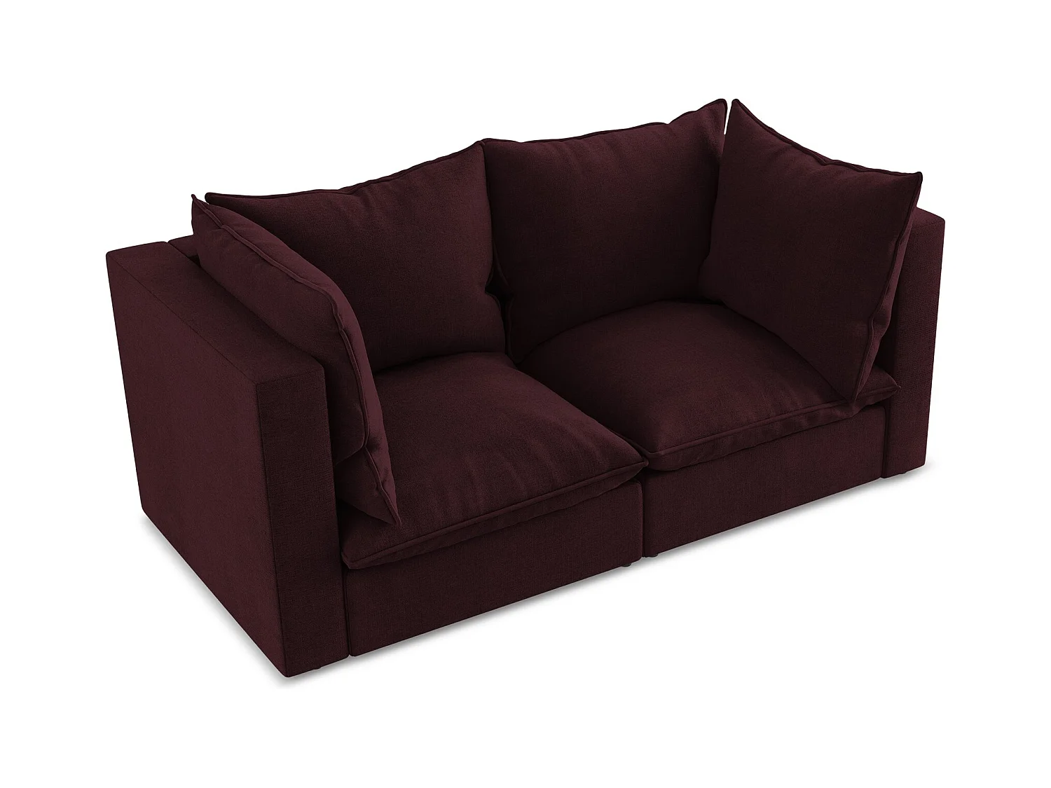 Canapé modulable 2 places en tissu texturé - bordeaux - MANAO