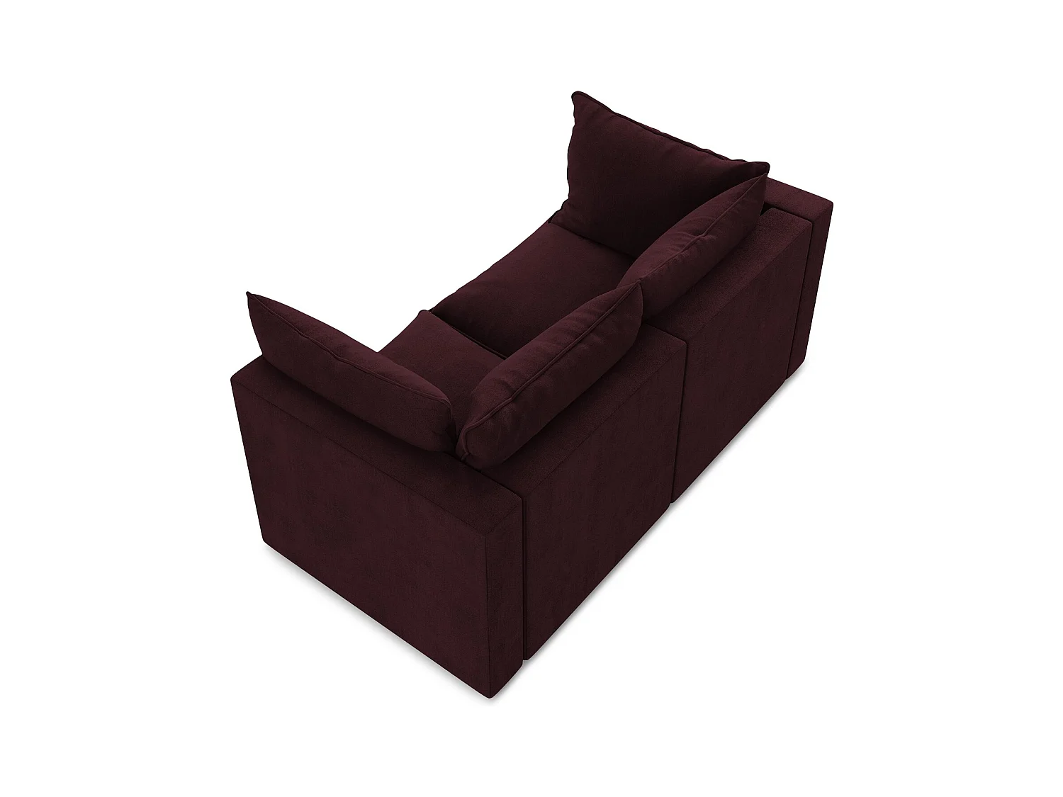 Canapé modulable 2 places en tissu texturé - bordeaux - MANAO