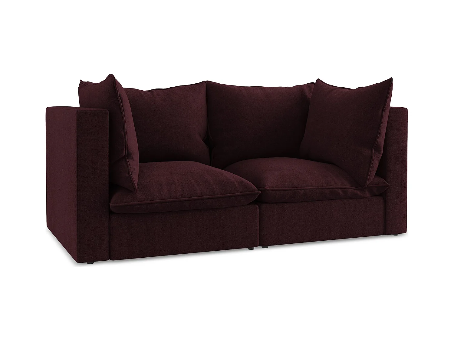Modulares 2-Sitzer Sofa - - Strukturstoff - Rotwein - MANAO