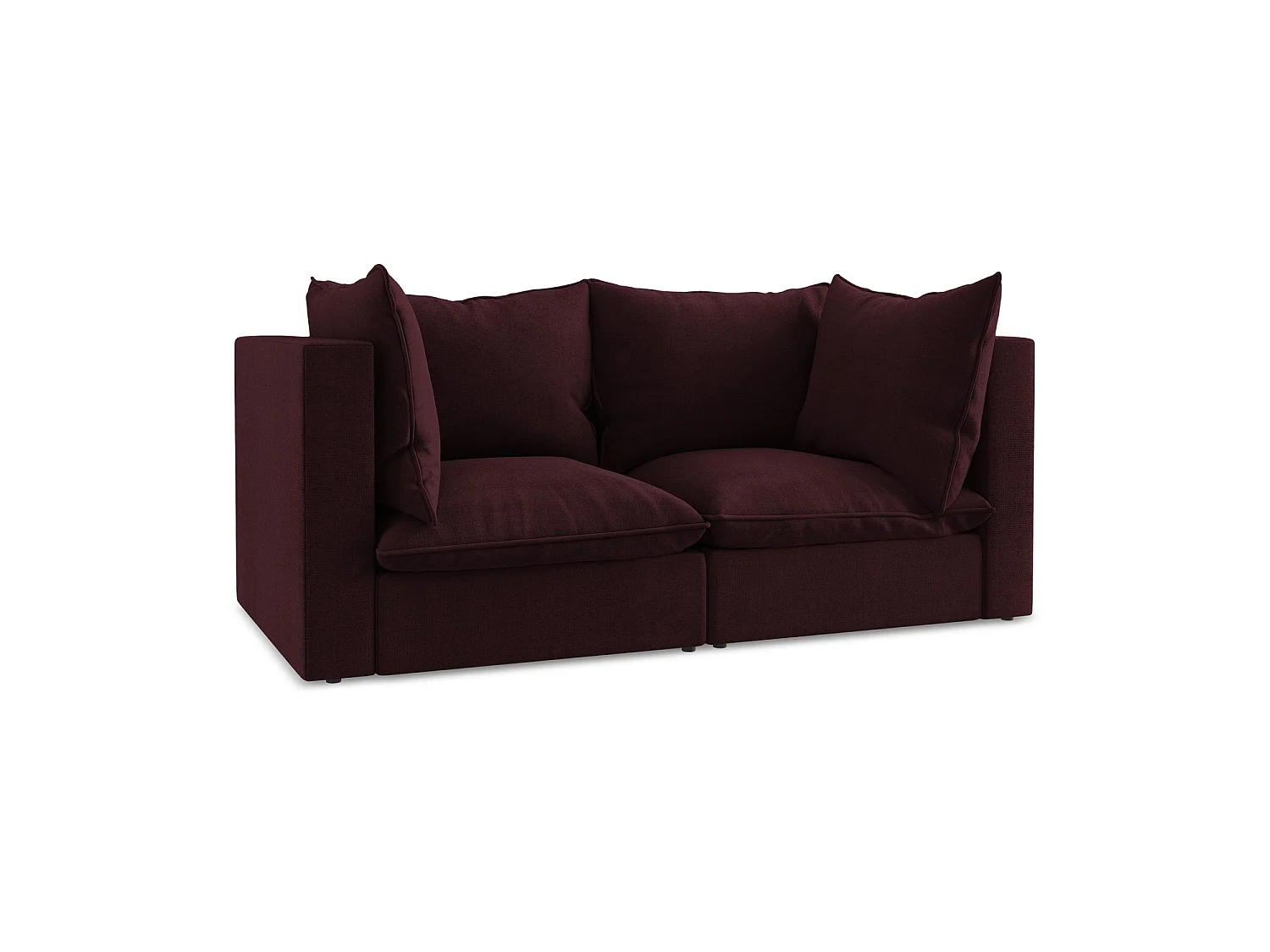 Tweezits modulaire bank van bordeaux textuurstof - RAVENNA