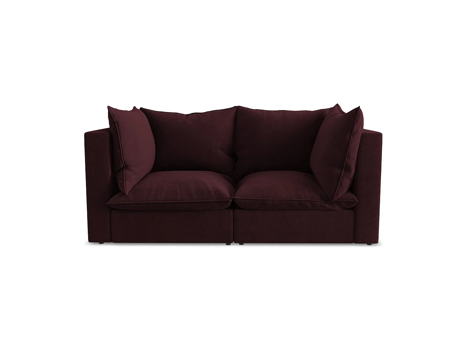 Tweezits modulaire bank van bordeaux textuurstof - RAVENNA