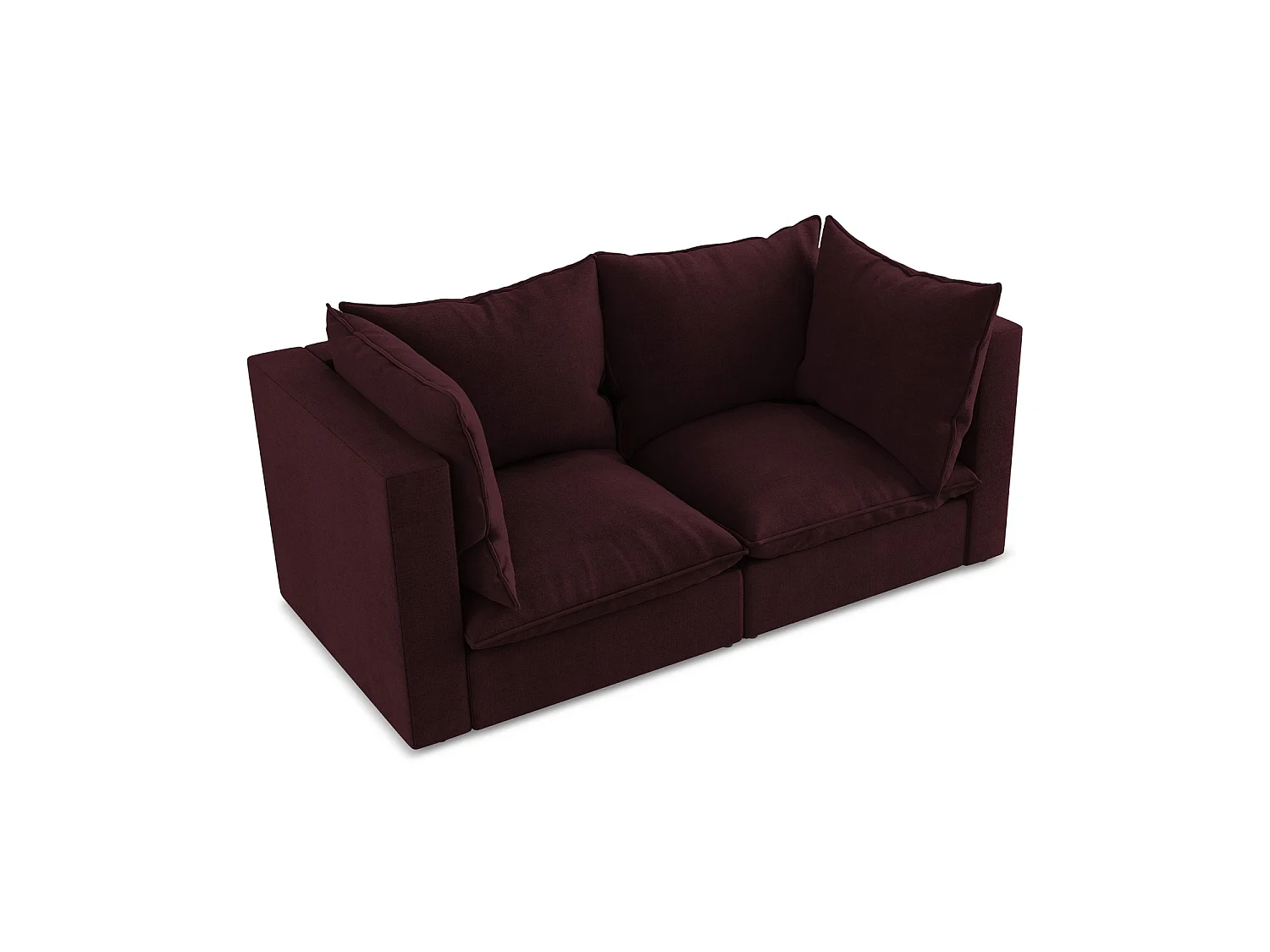 Tweezits modulaire bank van bordeaux textuurstof - RAVENNA