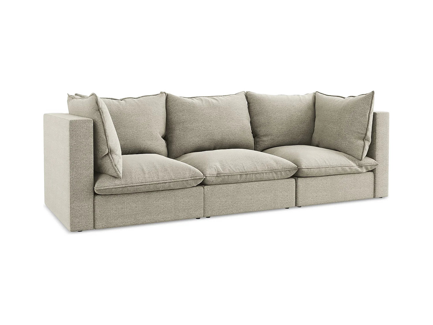 Canapé modulable 3 places en tissu bouclette - taupe - MANAO