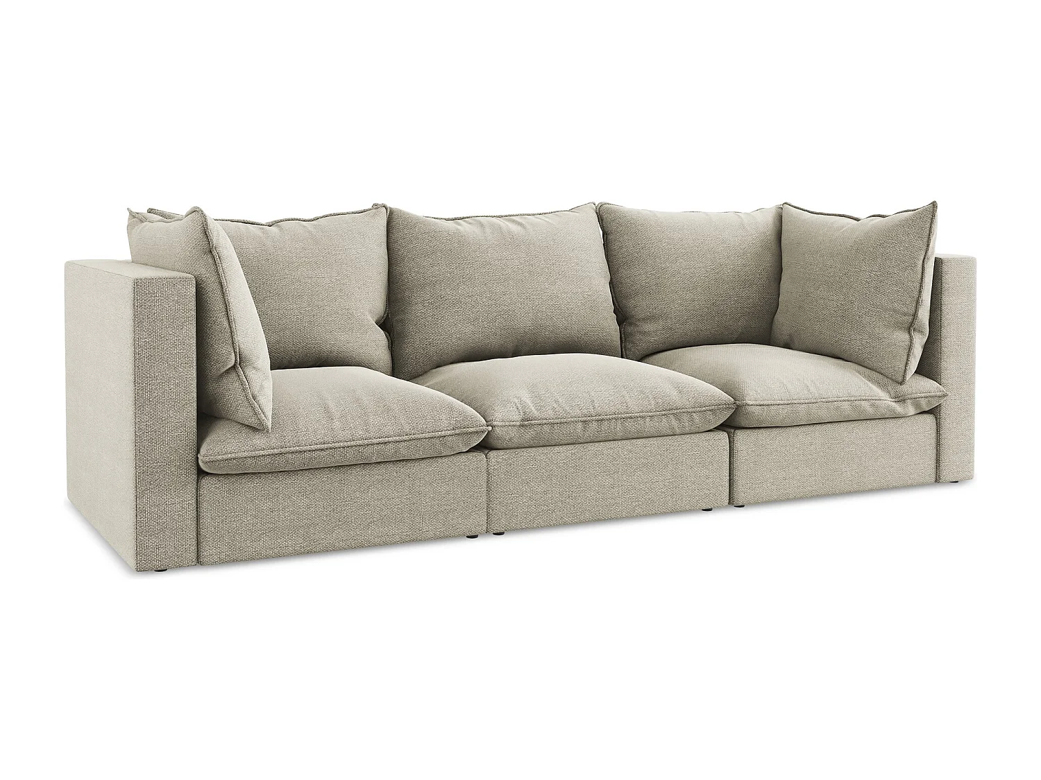 Canapé modulable 3 places en tissu bouclette - taupe - MANAO