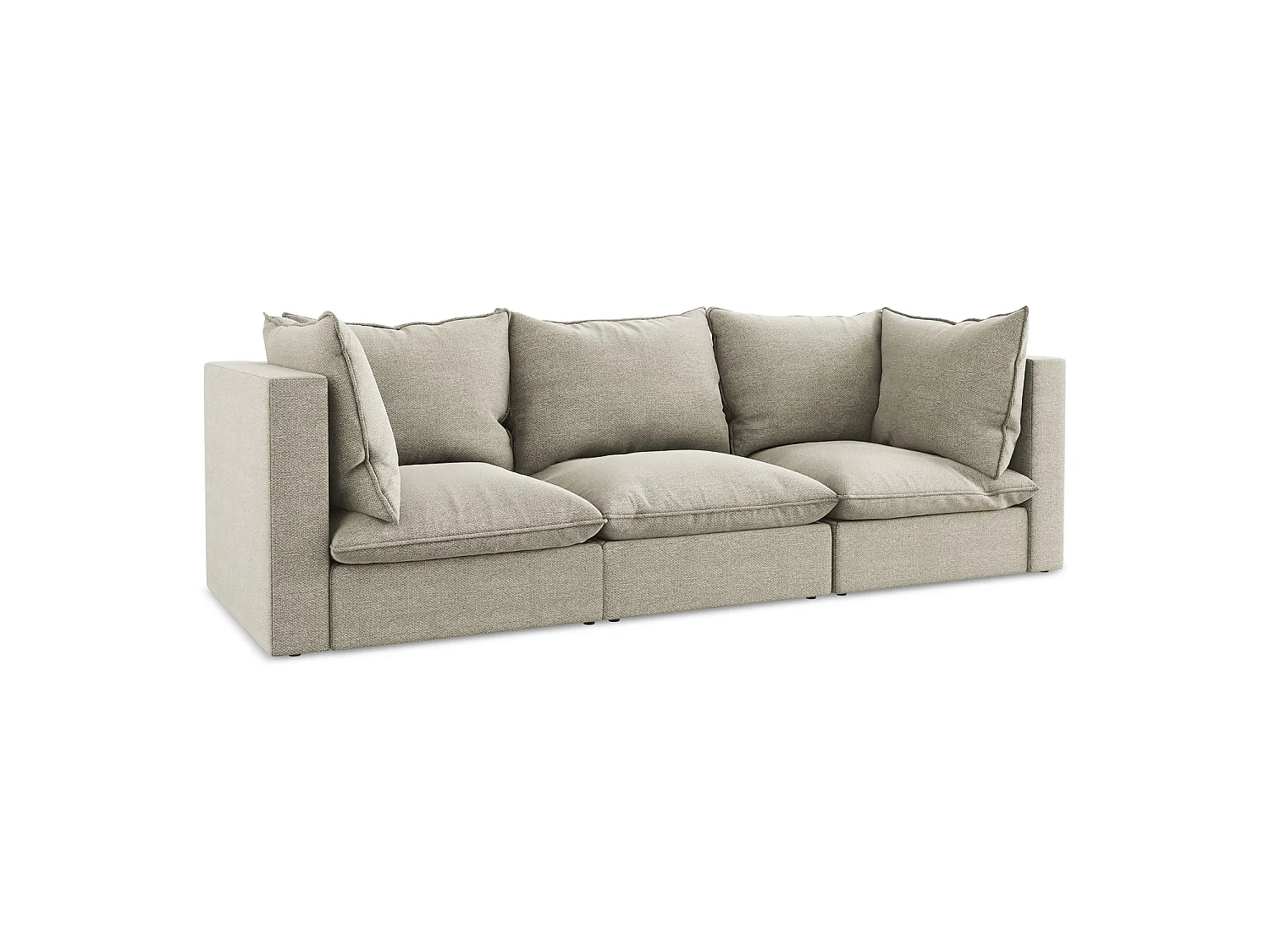 Driezits modulaire bank van taupe bouclé - RAVENNA