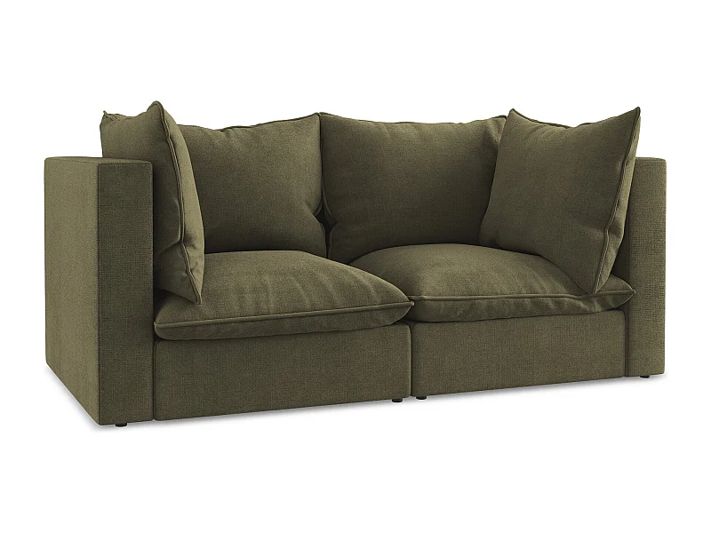 Modulares 2-Sitzer Sofa - - Strukturstoff - Olive - MANAO