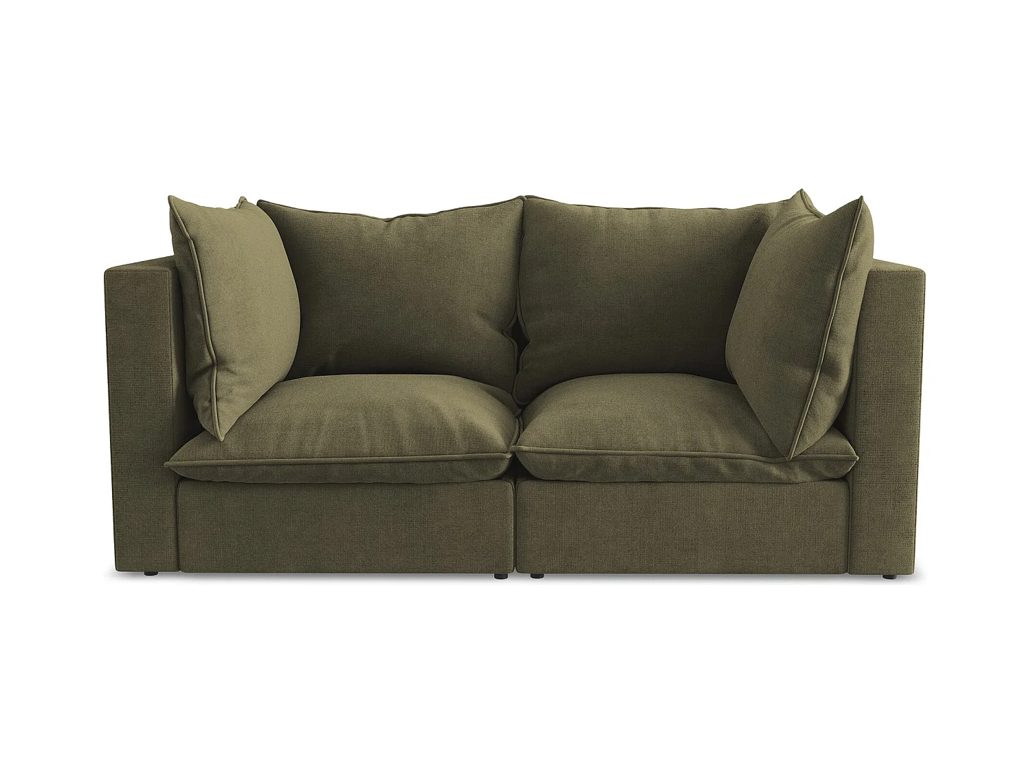 Canapé modulable 2 places en tissu texturé - olive - MANAO