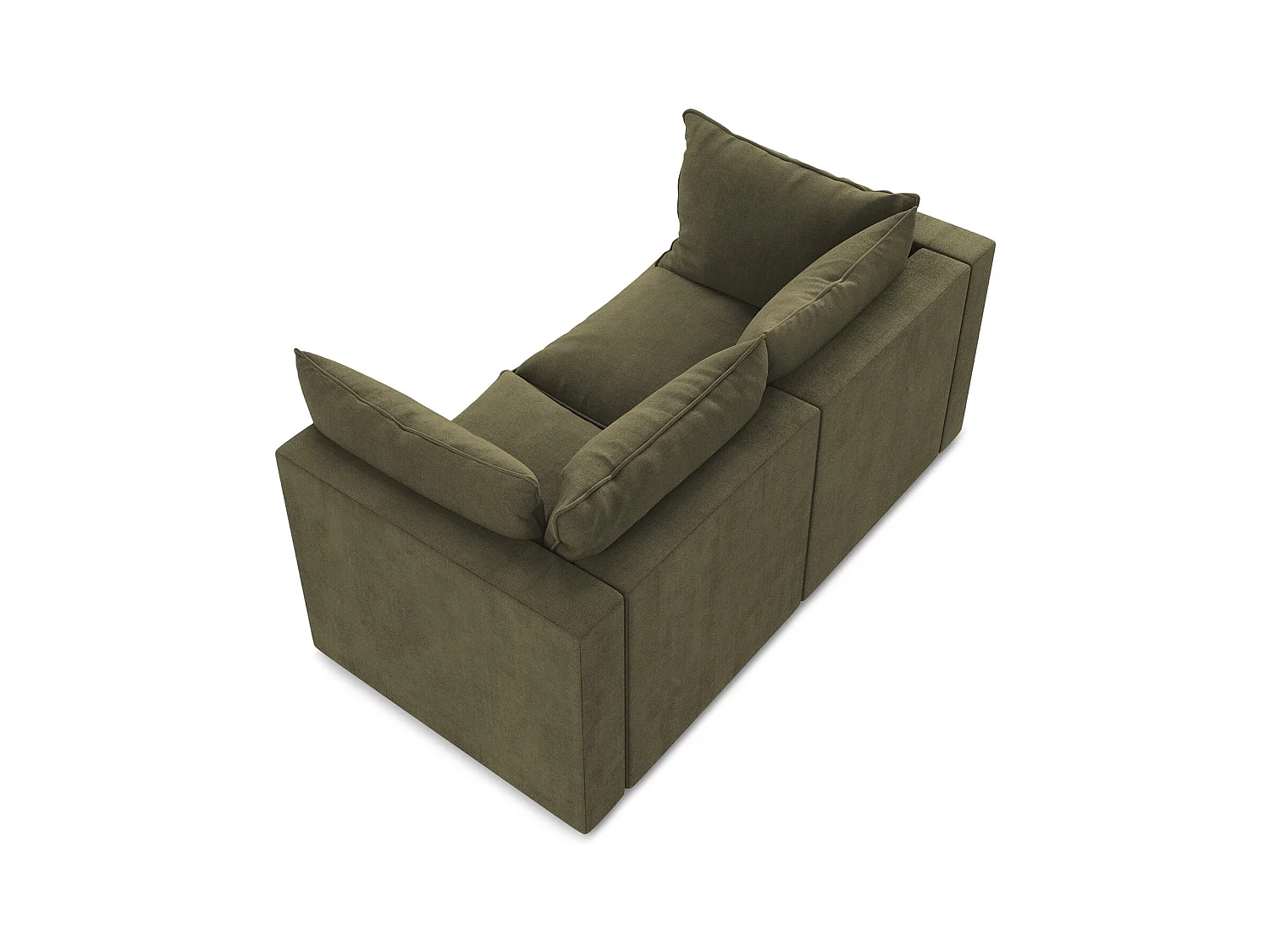 Canapé modulable 2 places en tissu texturé - olive - MANAO