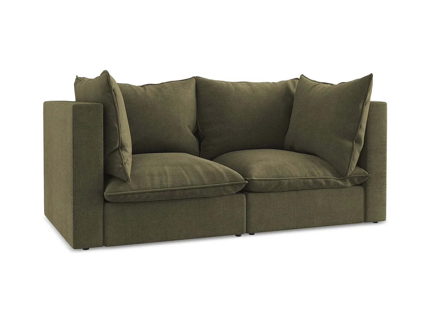 Modulares 2-Sitzer Sofa - - Strukturstoff - Olive - MANAO