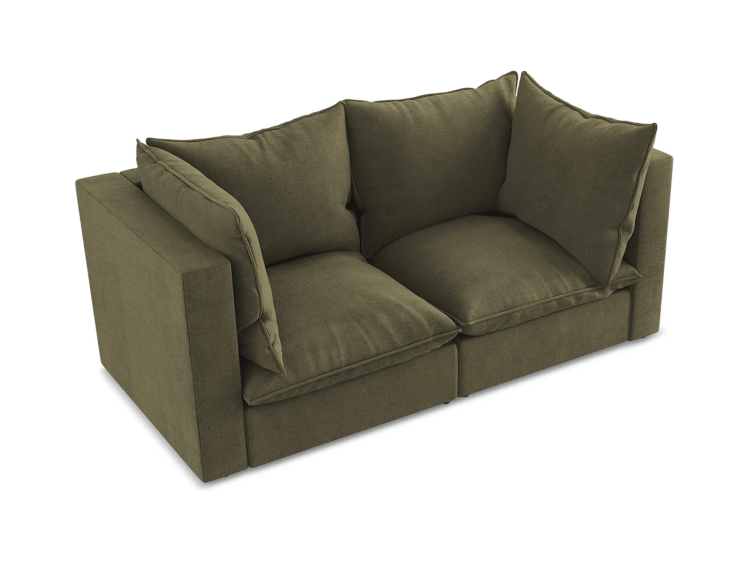 Canapé modulable 2 places en tissu texturé - olive - MANAO