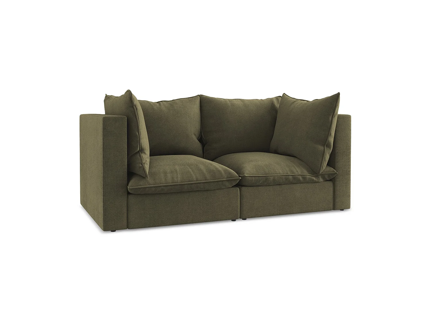 Tweezits modulaire bank van olijf textuurstof - RAVENNA