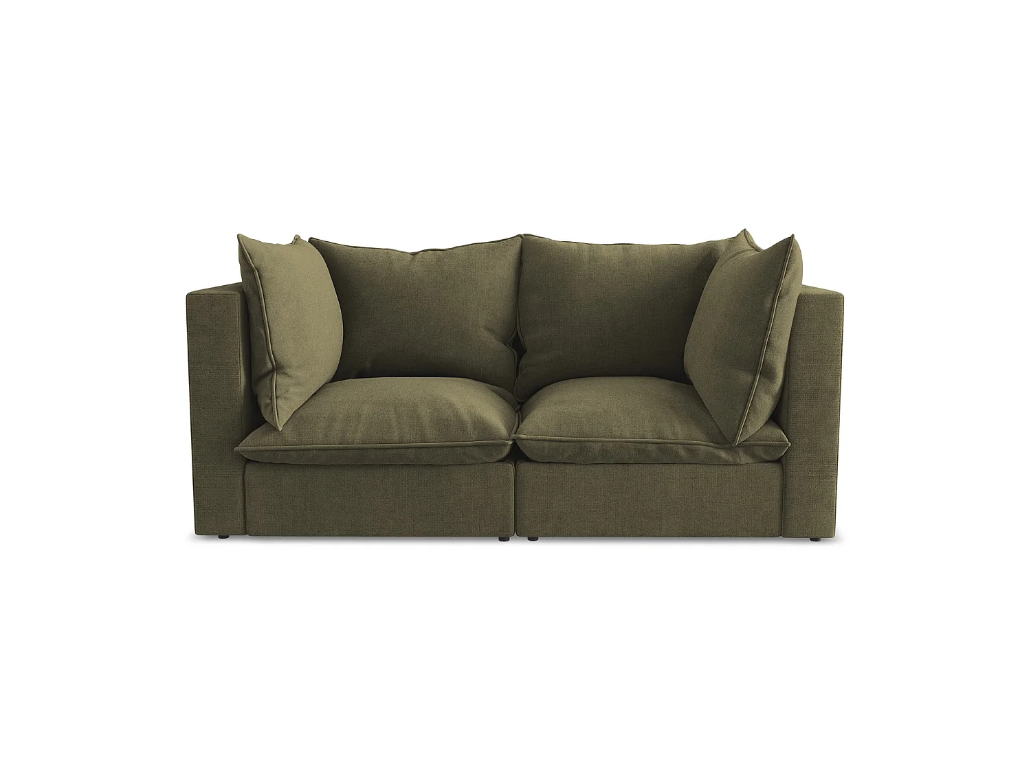 Tweezits modulaire bank van olijf textuurstof - RAVENNA