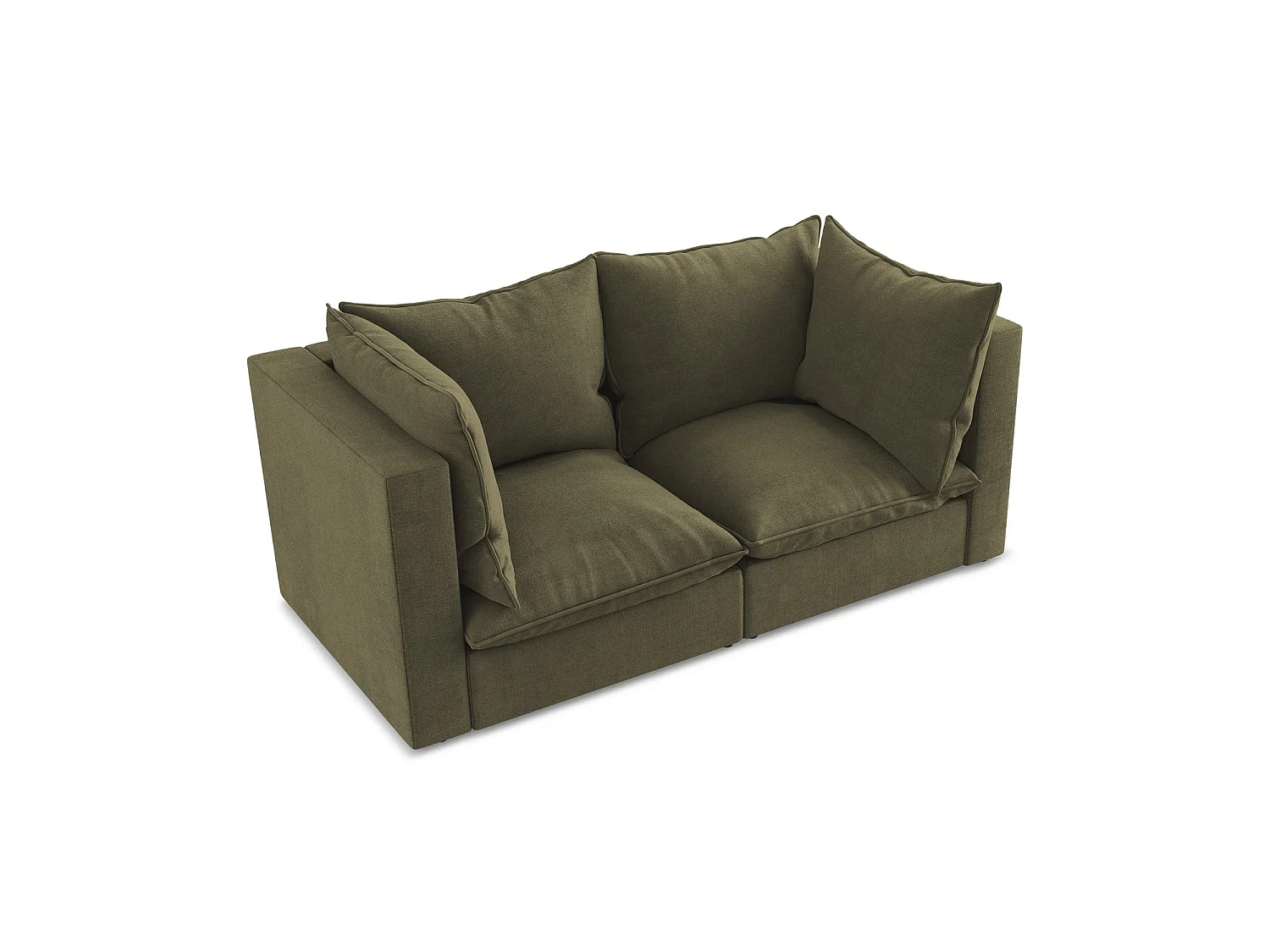 Tweezits modulaire bank van olijf textuurstof - RAVENNA