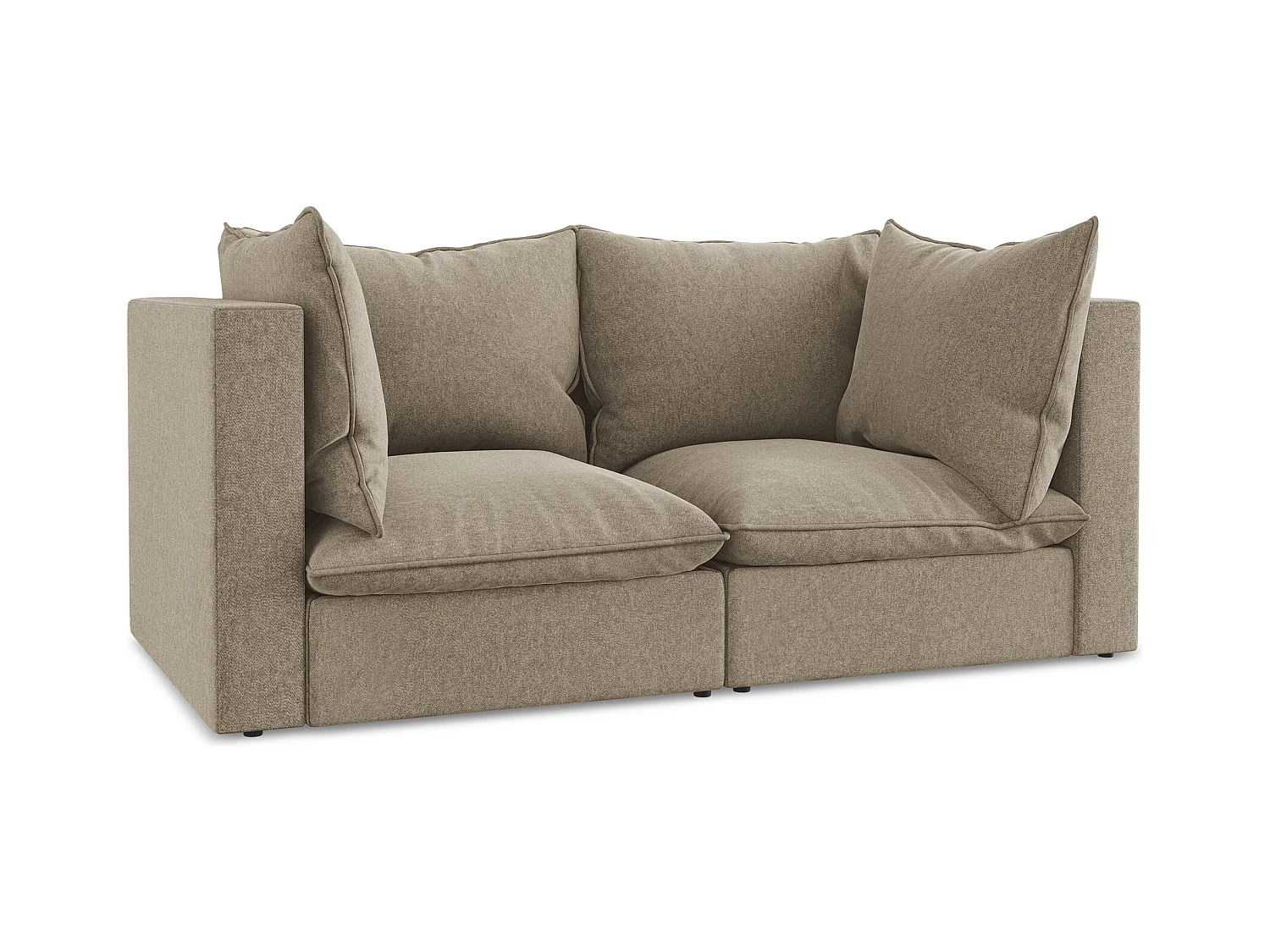 2-osobowa kanapa modułowa - z tkaniny welwetowej - beżowy - MANAO