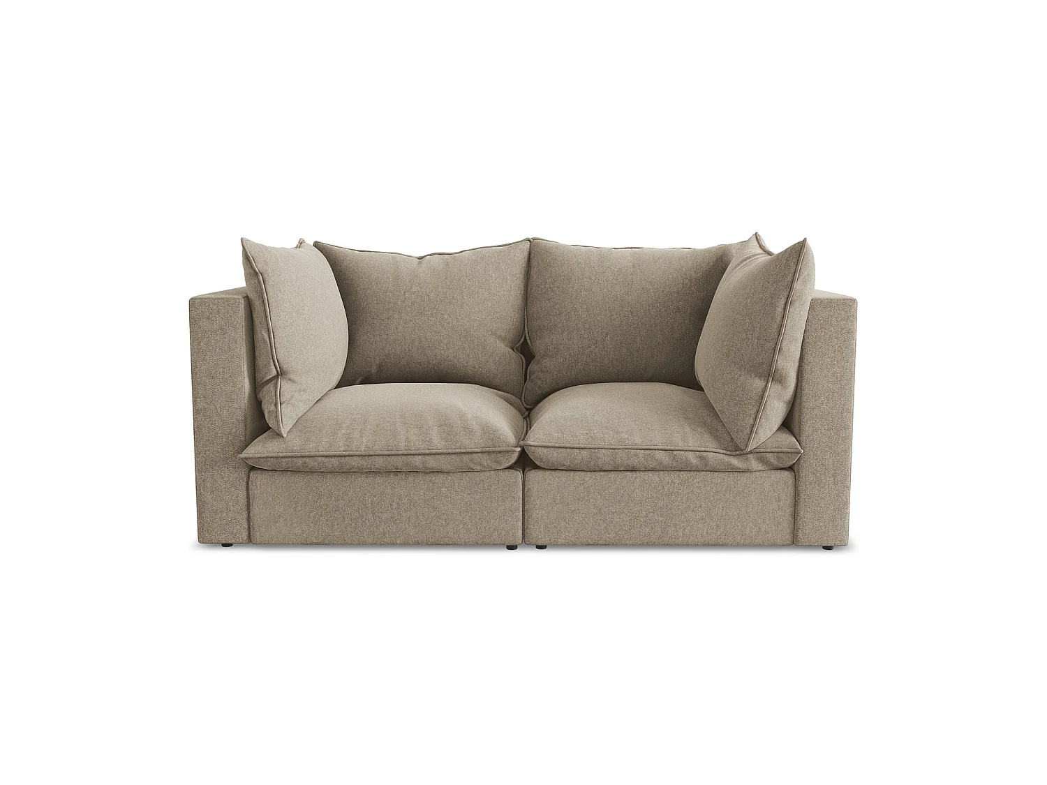 Modulares 2-Sitzer Sofa - - Samt - Beige - RAVENNA
