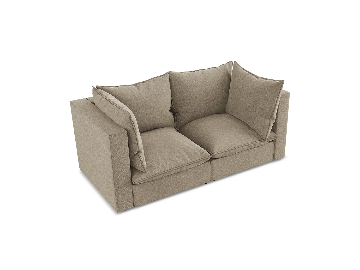 Modulares 2-Sitzer Sofa - - Samt - Beige - RAVENNA