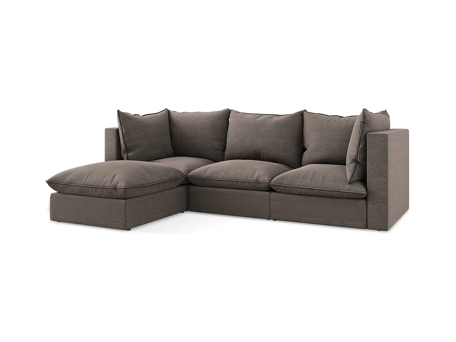 3-Sitzer Modulares Ecksofa - Ecke Links - Bouclé - Schokolade - MANAO