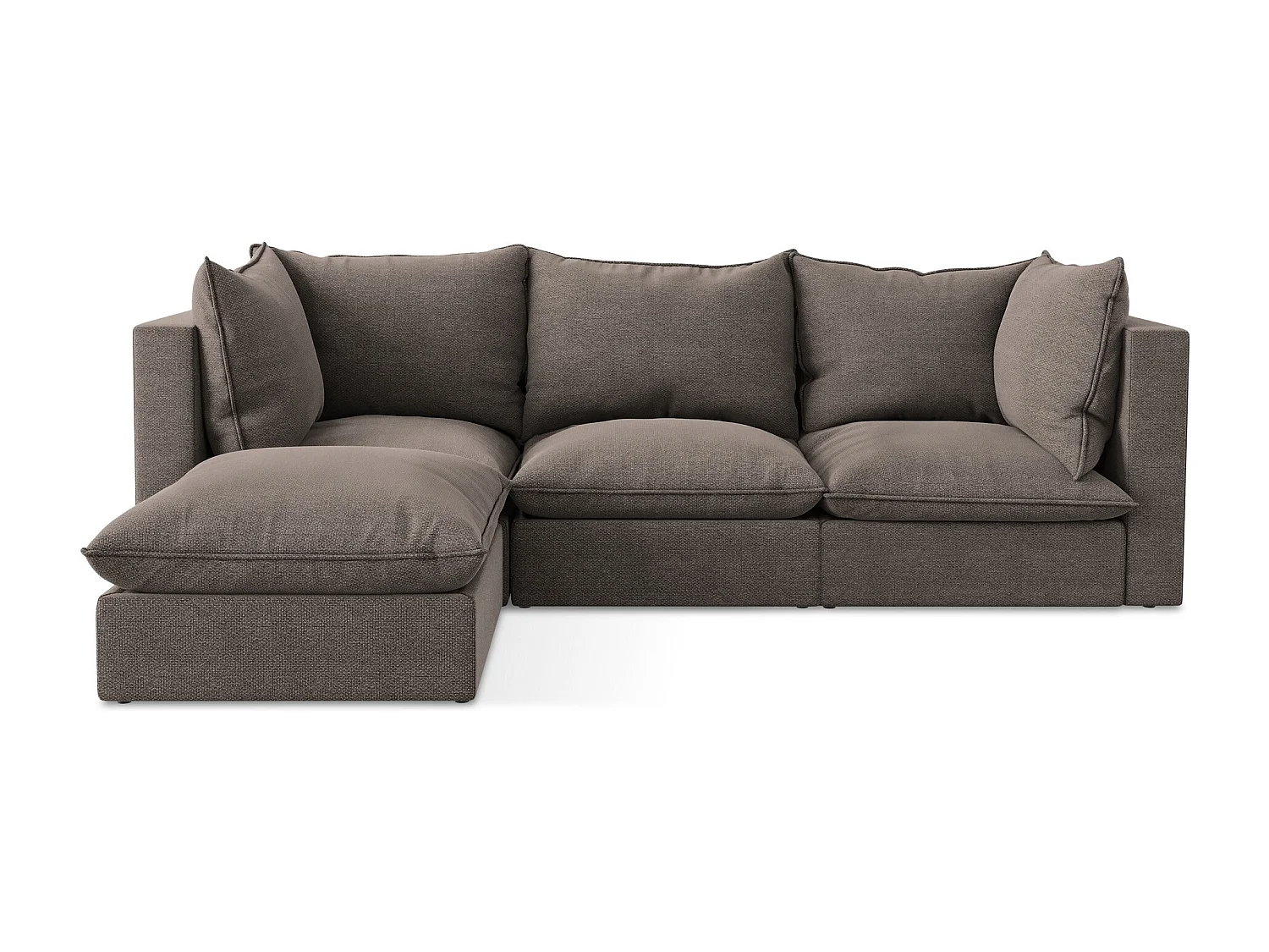 3-Sitzer Modulares Ecksofa - Ecke Links - Bouclé - Schokolade - MANAO
