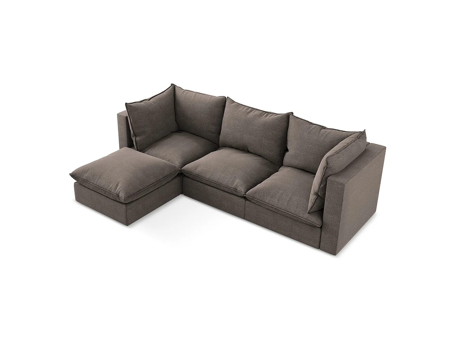 3-Sitzer Modulares Ecksofa - Ecke Links - Bouclé - Schokolade - RAVENNA