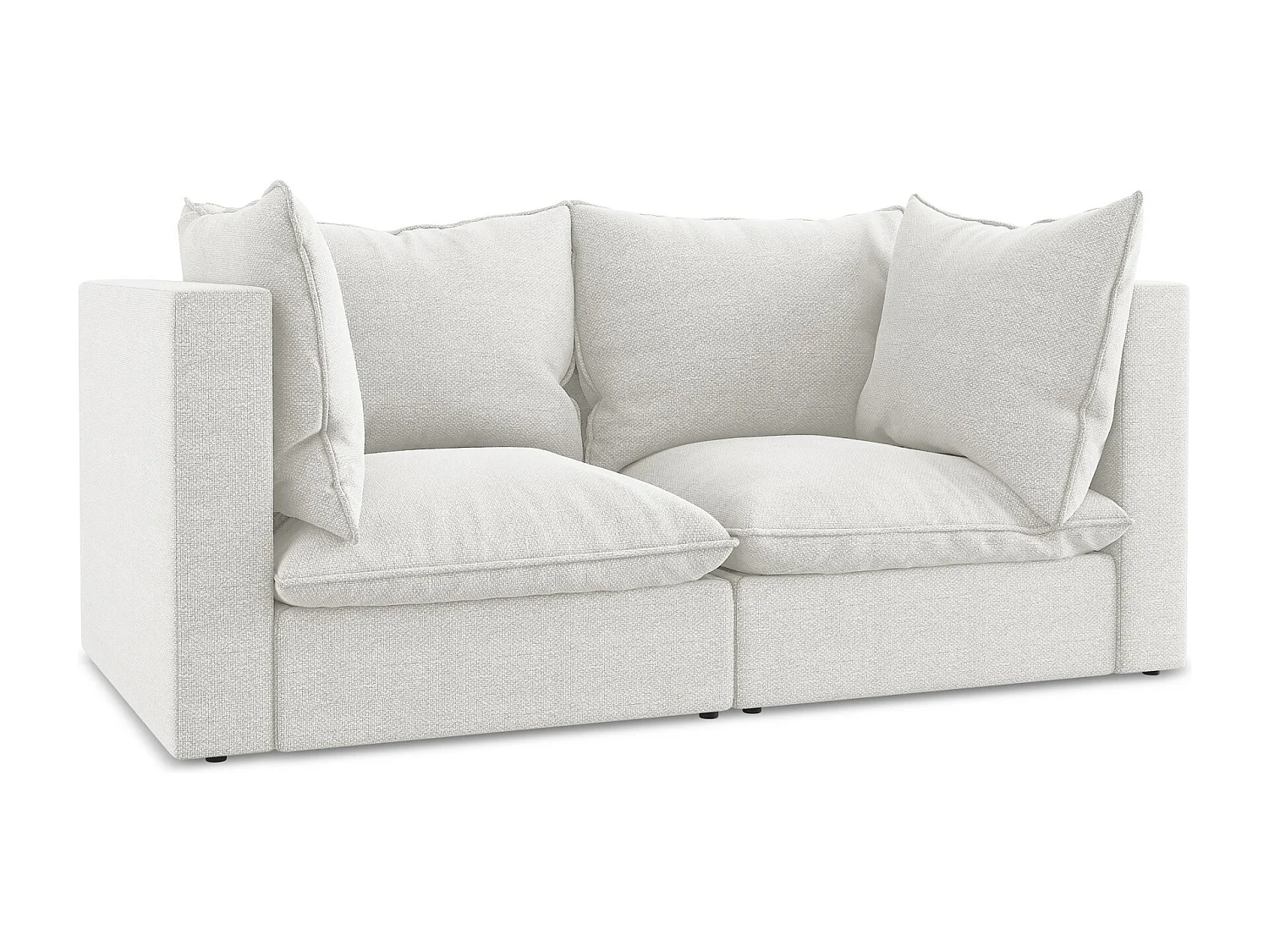 2-Sitzer Sofa - - Bouclé - Weiß - MANAO