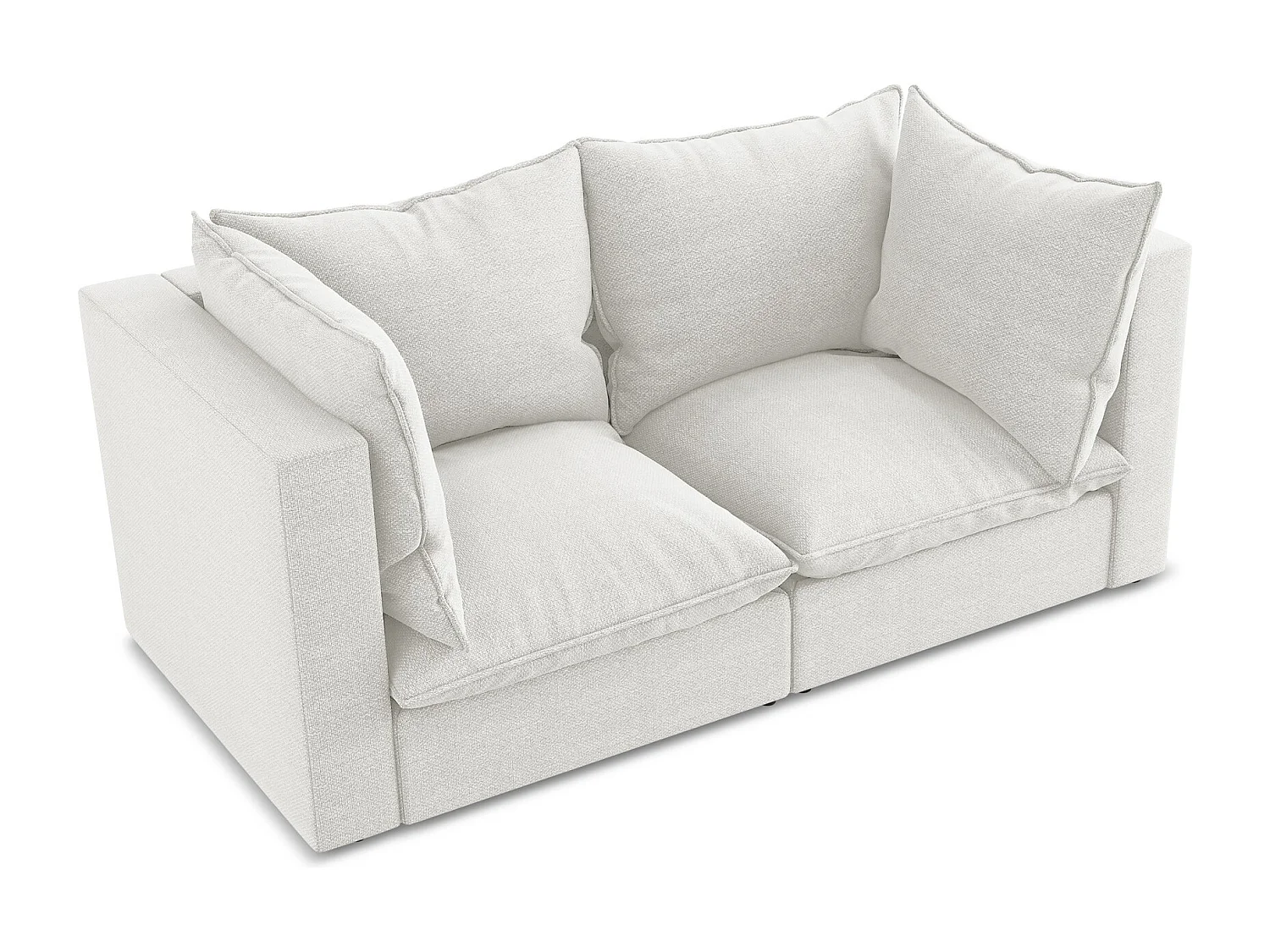 2-Sitzer Sofa - - Bouclé - Weiß - MANAO
