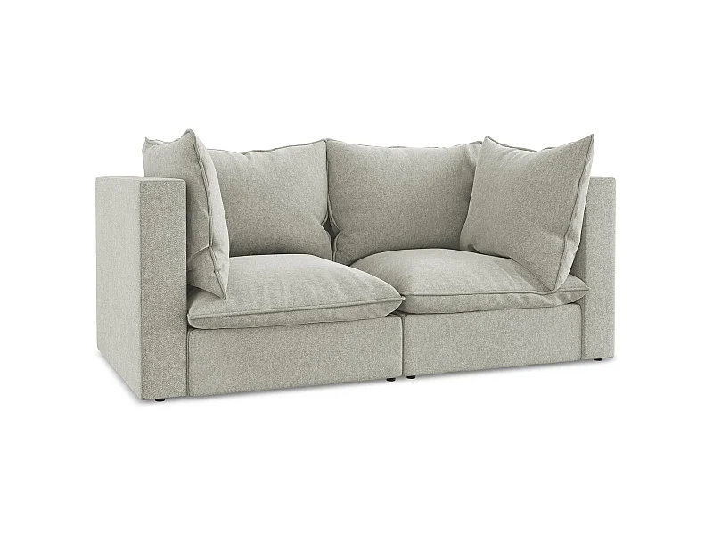 Modulares 2-Sitzer Sofa - - Samt - Hellgrau - MANAO