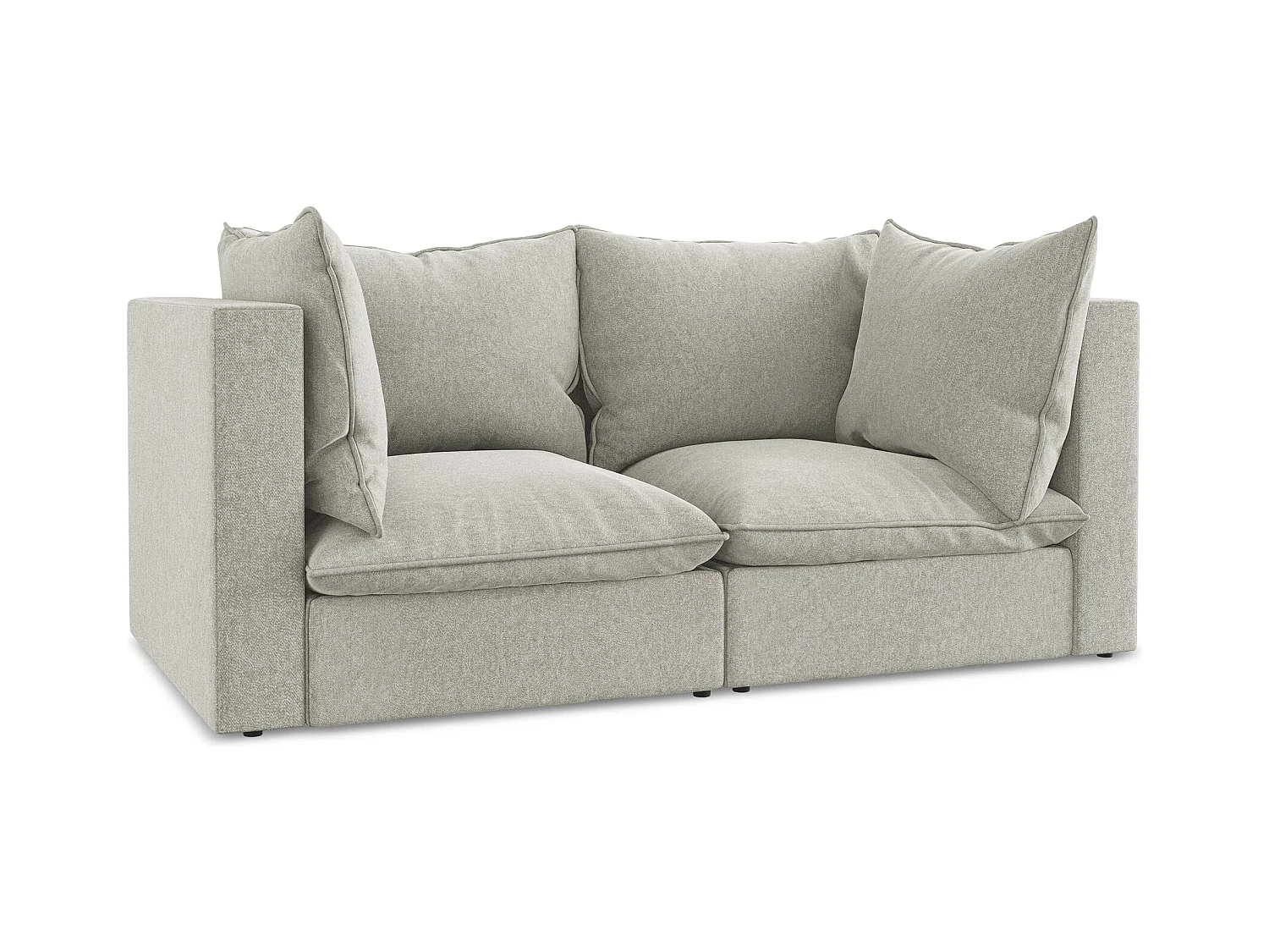 Tweezits modulaire bank van lichtgrijs velours - MANAO