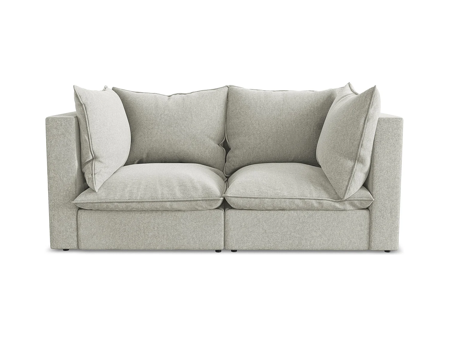 Canapé modulable 2 places en velours - gris clair - MANAO