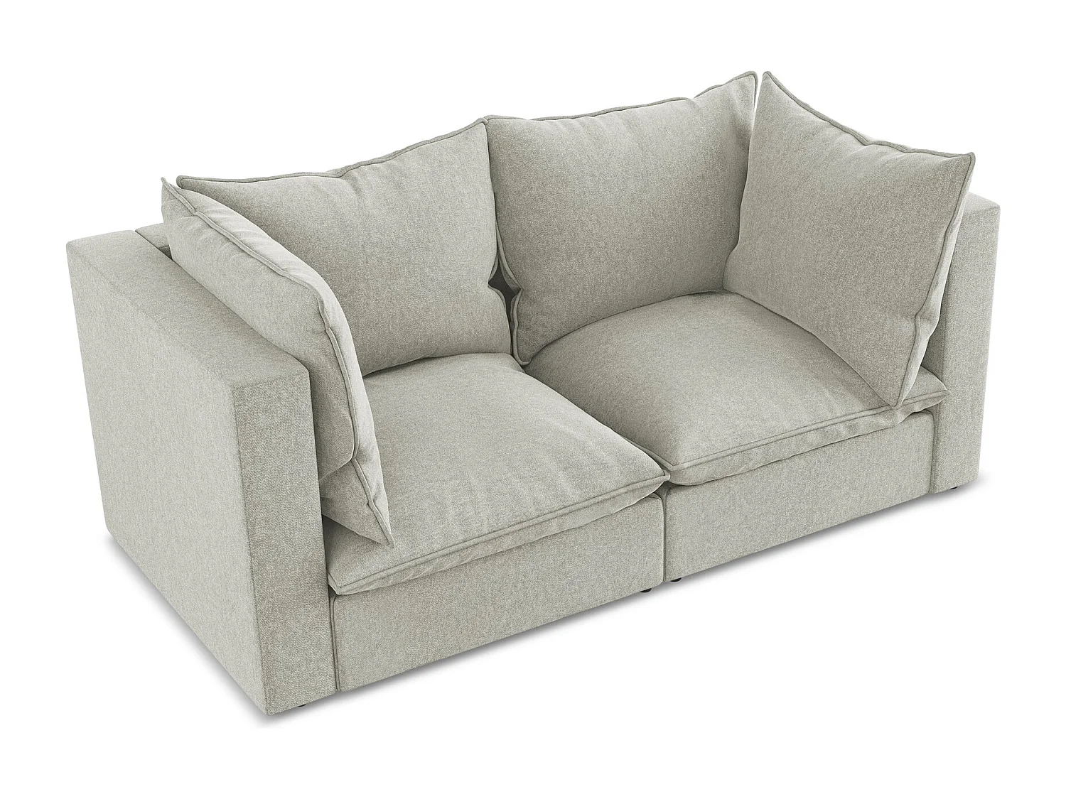 Canapé modulable 2 places en velours - gris clair - MANAO