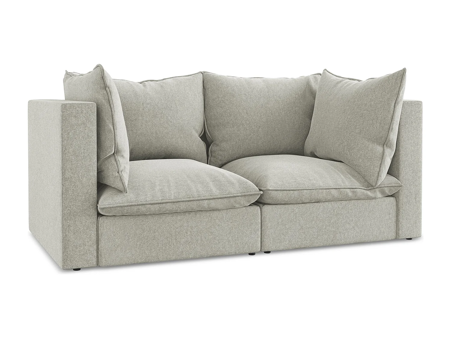 Tweezits modulaire bank van lichtgrijs velours - MANAO