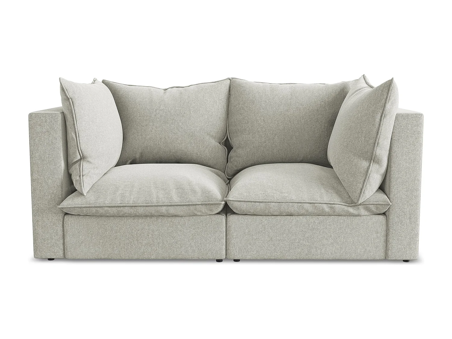 Tweezits modulaire bank van lichtgrijs velours - MANAO