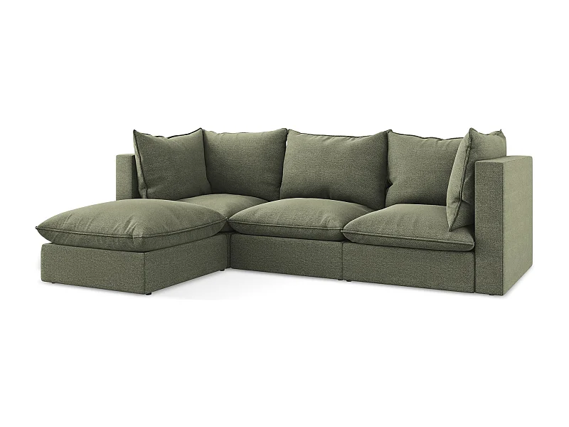 3-Sitzer Modulares Ecksofa - Ecke Links - Bouclé - Olive - MANAO