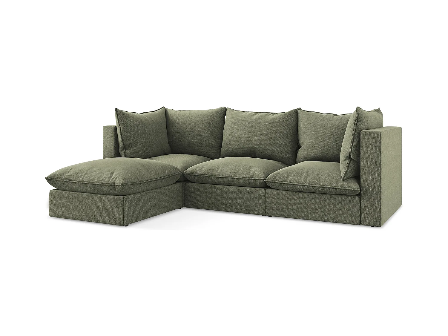 3-Sitzer Modulares Ecksofa - Ecke Links - Bouclé - Olive - MANAO