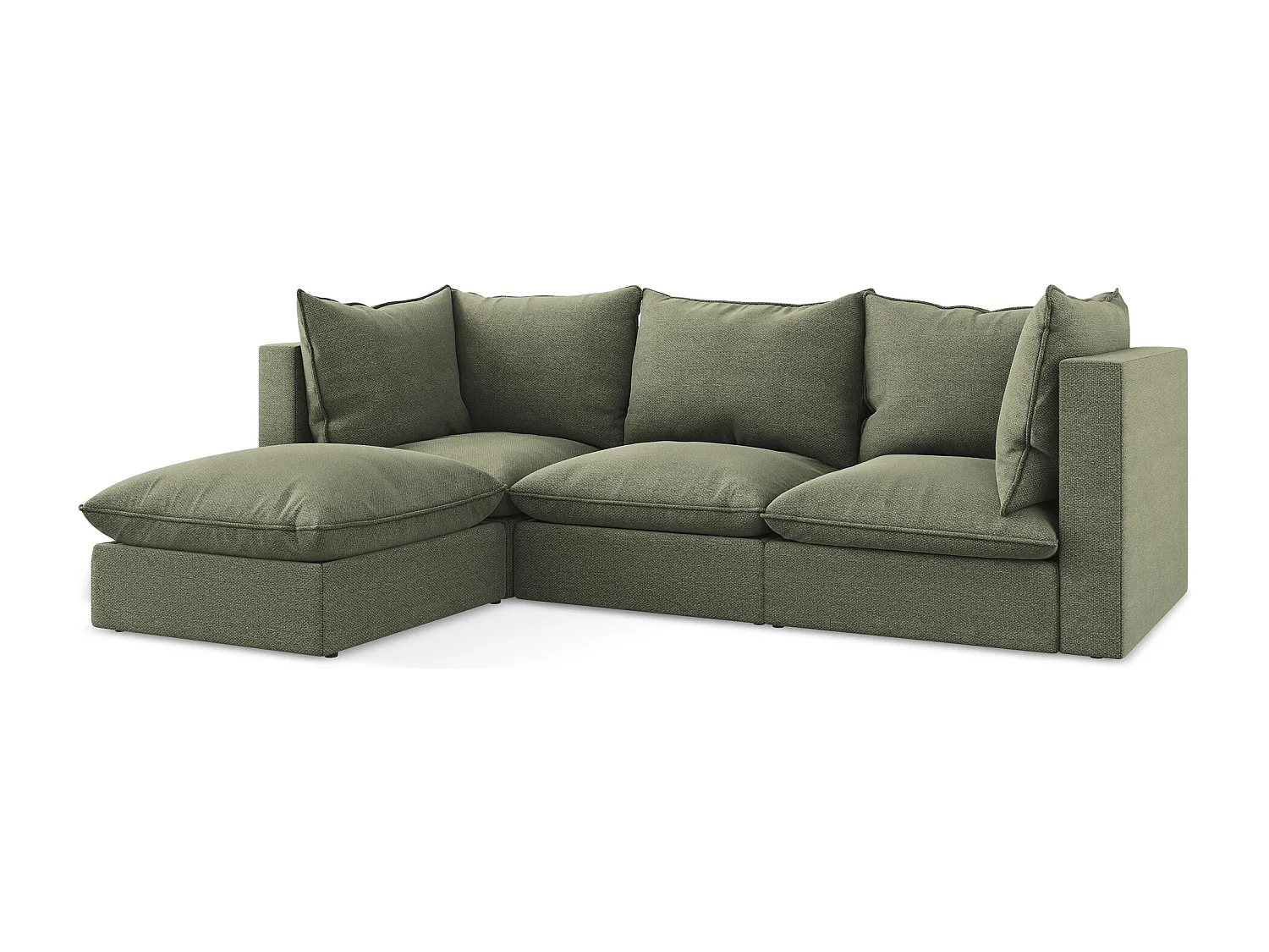 3-Sitzer Modulares Ecksofa - Ecke Links - Bouclé - Olive - MANAO