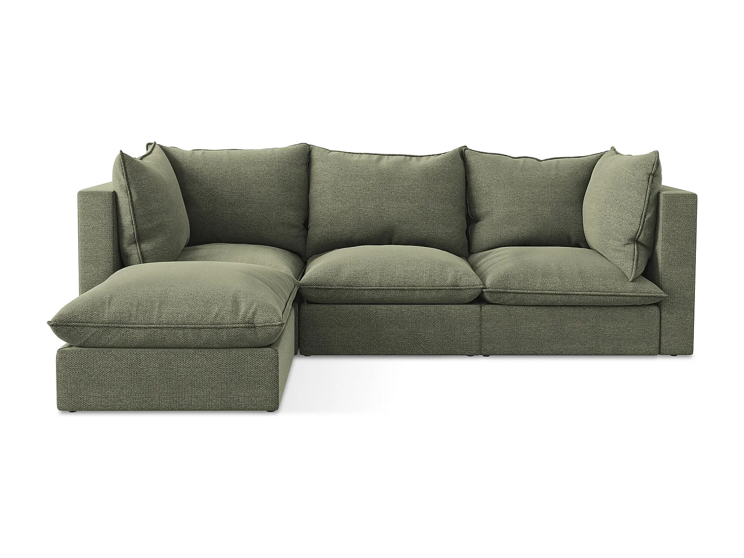 3-Sitzer Modulares Ecksofa - Ecke Links - Bouclé - Olive - MANAO