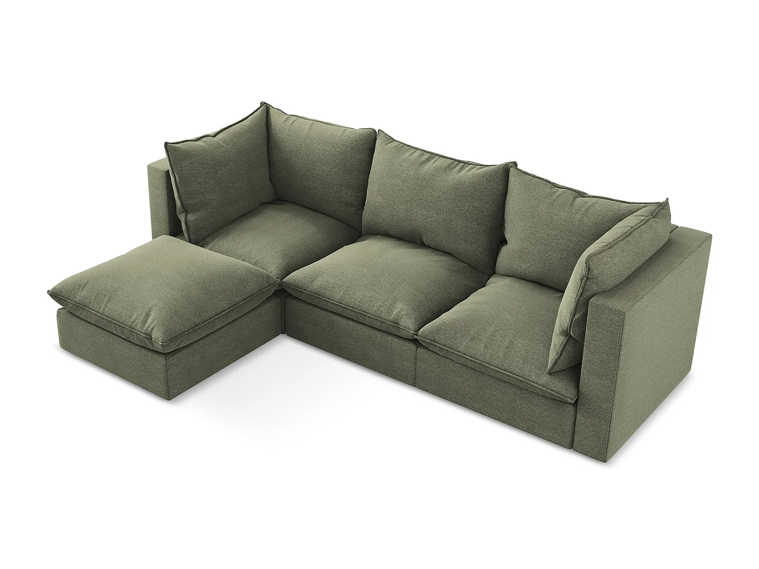 3-Sitzer Modulares Ecksofa - Ecke Links - Bouclé - Olive - MANAO