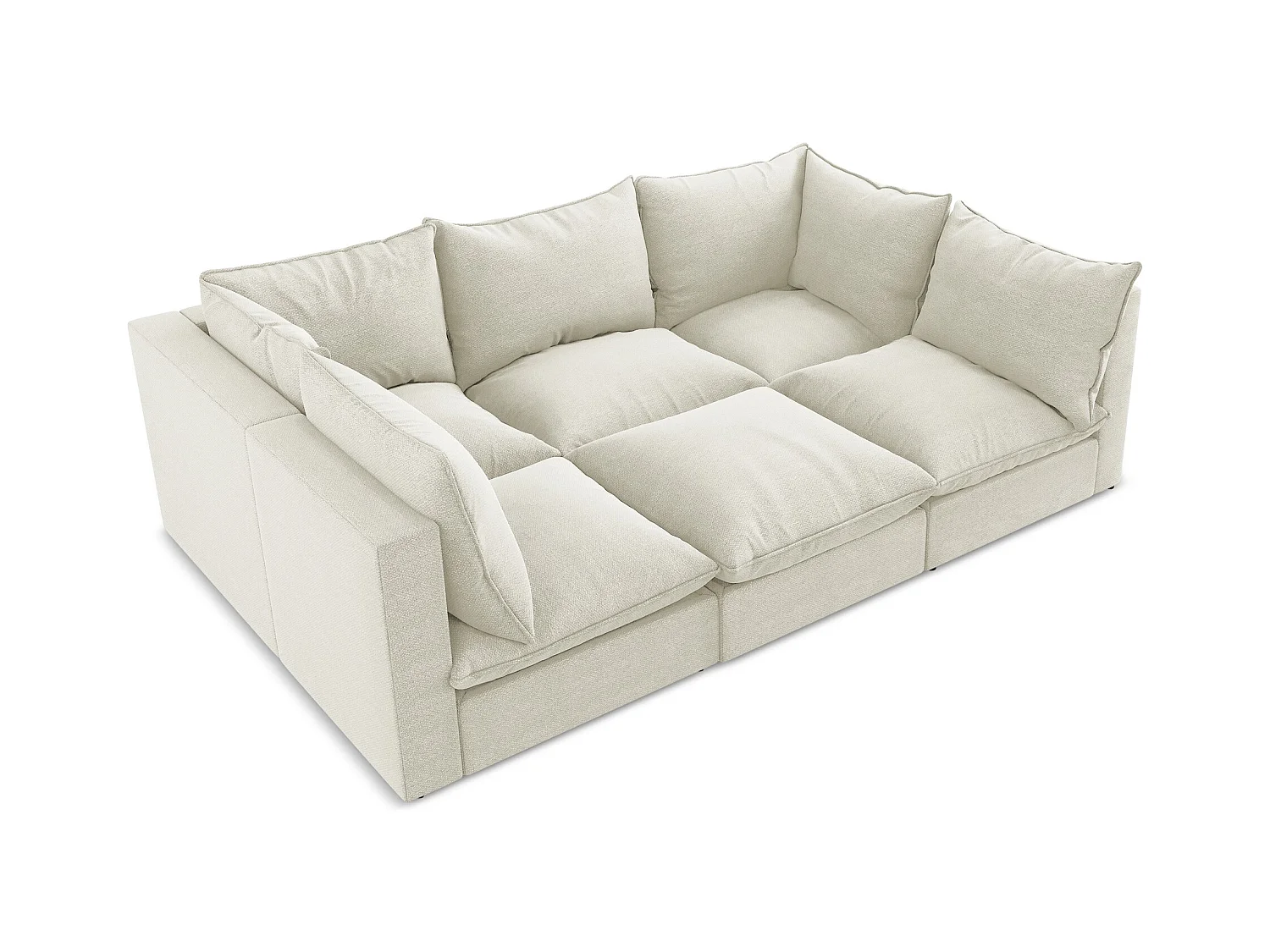 Canapé modulable 3 places en tissu bouclette - sable - MANAO