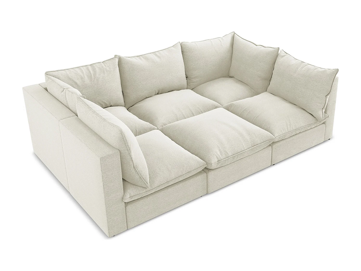 Canapé modulable 3 places en tissu bouclette - sable - MANAO