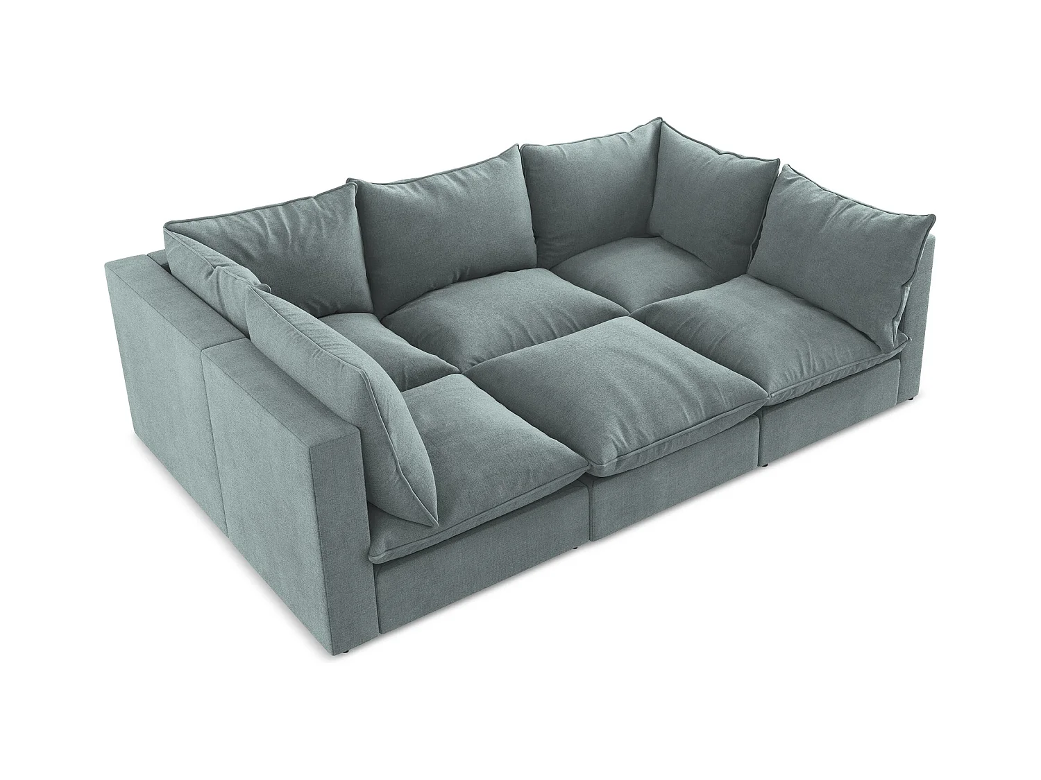 Canapé modulable 3 places en tissu texturé - jeans - MANAO