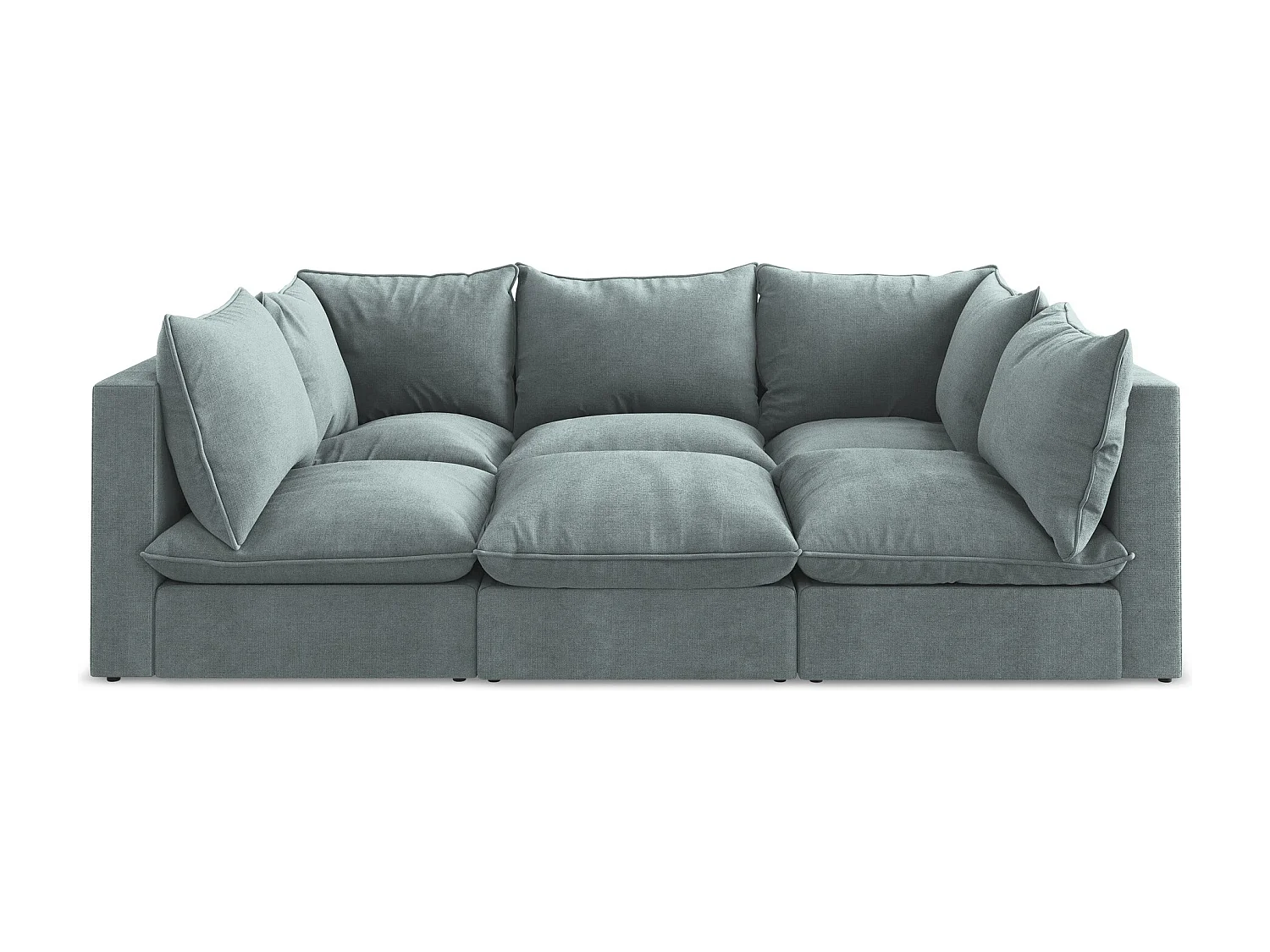 Canapé modulable 3 places en tissu texturé - jeans - MANAO