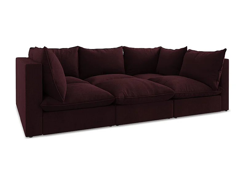 Modulares 3-Sitzer Sofa - - Strukturstoff - Rotwein - MANAO