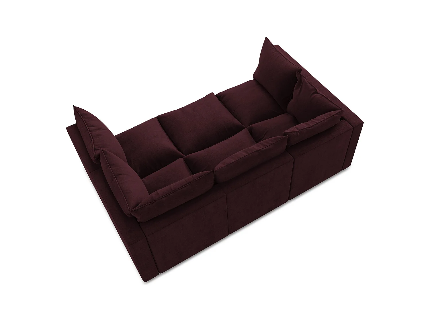 Canapé modulable 3 places en tissu texturé - bordeaux - MANAO