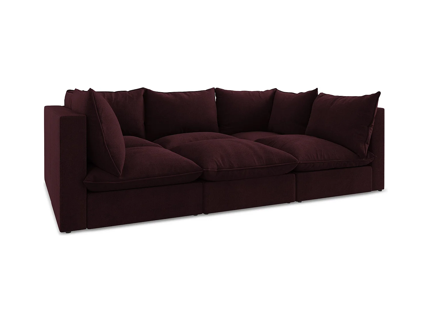 Modulares 3-Sitzer Sofa - - Strukturstoff - Rotwein - MANAO