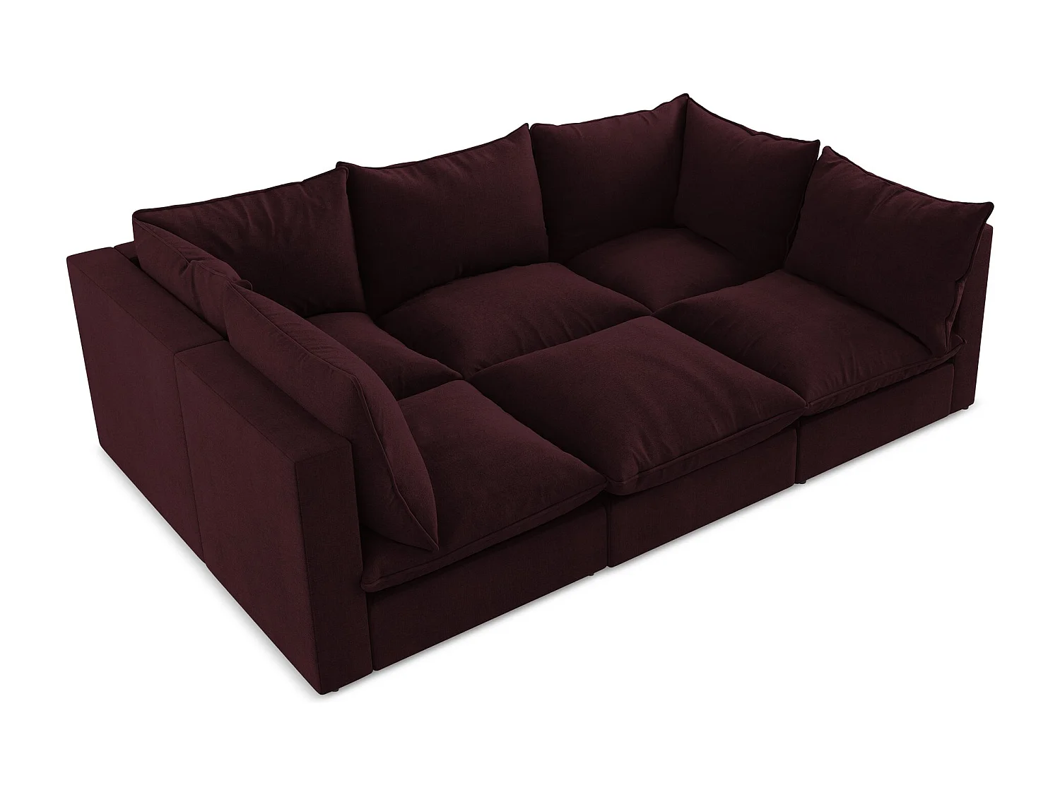 Canapé modulable 3 places en tissu texturé - bordeaux - MANAO