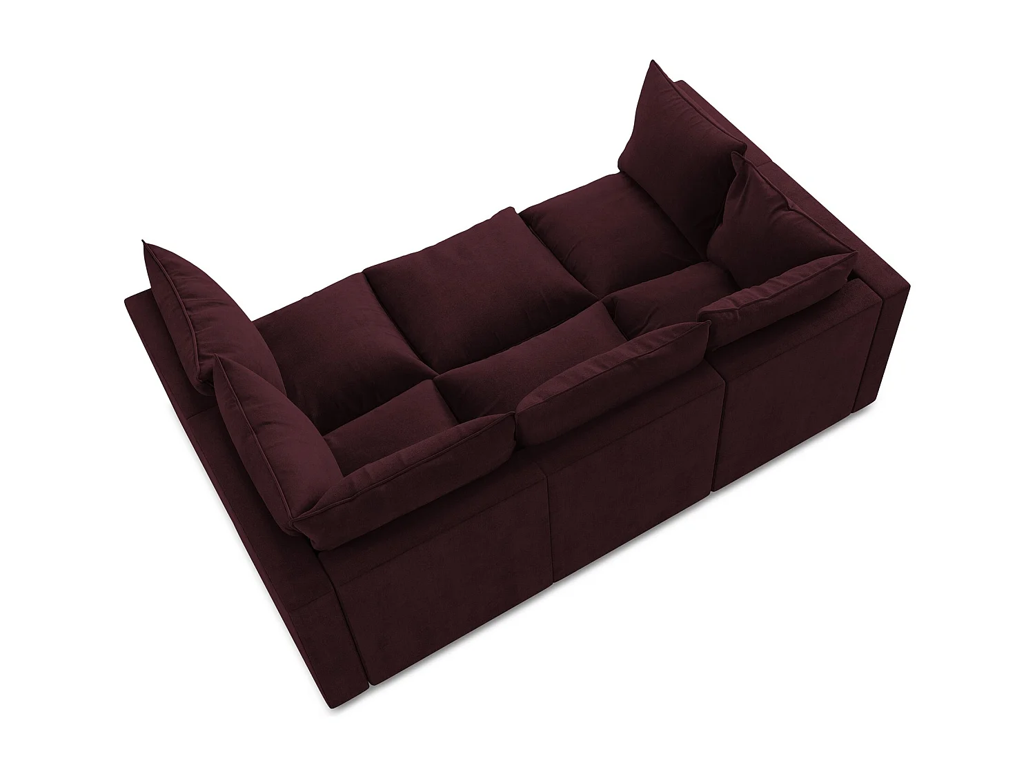 Canapé modulable 3 places en tissu texturé - bordeaux - MANAO