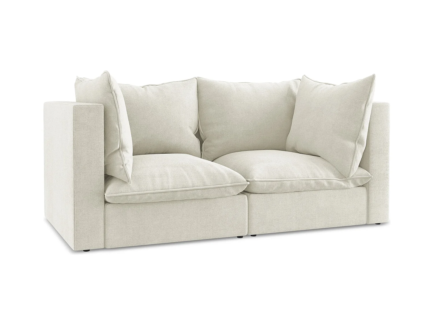 Modulares 2-Sitzer Sofa - - Strukturstoff - Beige - MANAO